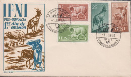 1959. IFNI. Beautiful FDC With Complete Set Animals Eg Sheep, Goat Cancelled First Day Of... (MICHEL 181-184) - JF440058 - Ifni