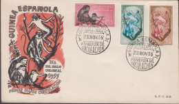 1955. GUINEA ESPANOLA. Beautiful FDC With Complete Set DIA DEL SELLO COLONIAL Cancelled F... (michel 320-322) - JF440061 - Guinea Española