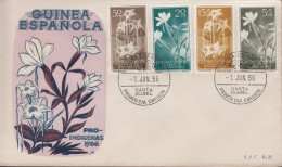 1956. GUINEA ESPANOLA. Beautiful FDC With Complete Set PRO INDIGENAS Cancelled First Day ... (michel 323-326) - JF440063 - Guinea Española