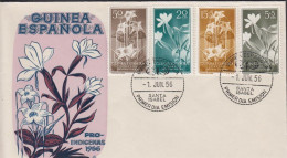 1956. GUINEA ESPANOLA. Beautiful FDC With Complete Set PRO INDIGENAS Cancelled First Day ... (michel 323-326) - JF440065 - Guinea Española