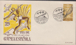 1957. GUINEA ESPANOLA. Beautiful FDC With Sport Motive With 25 PTAS Flight „Atlantida“ From M... (michel 333) - JF440067 - Guinea Española