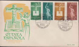 1958. GUINEA ESPANOLA. Beautiful FDC With Missionaire Motive With Complete Set Cancelled ... (michel 349-352) - JF440077 - Guinea Española