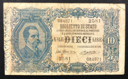 ORDINANZA DIAZ 10 Lire Vittorio Emanuele III° Serie 2581 1918 R4 RRRR Bb Naturale Forellini LOTTO 1520 - Italia – 10 Lire