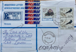 SOUTH AFRICA-1994, REGISTER STATIONERY, COVER USED, 3 SIDE OPEN, VIGNETTE FASTMAIL LABEL, BIRD & FLOWER, KING WILLIAM'S - Briefe U. Dokumente