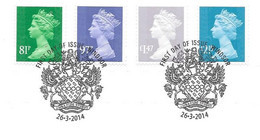 GB - 2014 New Definitive Values (4)    FDC Or  USED  "ON PIECE" - SEE NOTES  And Scans - 2011-2020 Ediciones Decimales