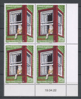 SPM Miquelon 2022 N° 1299 ** Bloc De 4 Coin Daté Neuf MNH Superbe Chat Cat Animaux Patrimoine Architectural Les Châssis - Ongebruikt