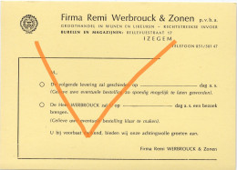 Firma Remi Werbrouck & Zonen. Wijnen En Likeuren. Bellevuestraat 17, Izegem - Artigianato