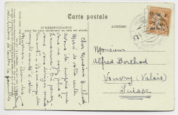 SYRIE SYRIA 30C SEMEUSE ORANGE SEUL CARTE OMF BEIRUT 1921 TO SUISSE - Cartas & Documentos