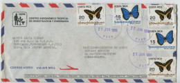 COSTA RICA - PAPILLON -  Affranchissement Sur Lettre Par Avion - Schmetterlinge