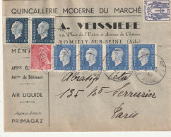 FRANCE Lettre ROMILLY 1946 Pour PARIS Timbres MARIANNE DE DULAC - 1944-45 Maríanne De Dulac