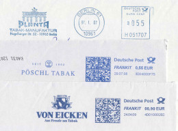 421  Tabac: 3 Ema D'Allemagne -  3 Diff. Tobacco Meter Stamps From Germany. Von Eicken Lübeck Pöschl Planta Berlin - Drogue