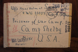 KRIEGSGEFANGENENPOST 1944 Hersfeld German POW USA Camp Shelby Feldpost WK Reich Allemagne Air Mail Cover Taxe - Briefe U. Dokumente