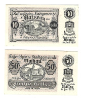 *notgeld   Austria Maissau 10+50 Heller  573/1g  Cat Val 2 ,00 Euro - Autriche