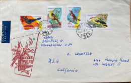 HUNGARY 1968, COVER ILLUSTRATE, AIRMAIL USED TO USA, 4 DIFFERENT BIRD STAMP, BUDAPEST CITY CANCEL. - Lettres & Documents