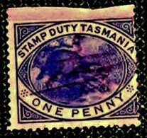 Australia,Tasmania,1880, 1d,Cestnut Platypus.( Stamp Is Grey Color ). - Usados