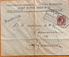 LUXEMBURG 1933, COVER USED, JEMP ROTH FIRM,  MACHINE SLOGAN, CHARLOTTE STAMP, DIEKIRCH & PERLE SMALL TOWN  CANCEL, - 1926-39 Charlotte Rechtsprofil