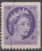 CANADÁ -1954 - Queen Elizabeth II.  4 C.  (o)  MI CA 293 Ax / YT CA 270 (sem Dentes Na Parte Superior E Lateral Direit - Used Stamps