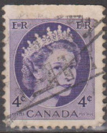 CANADÁ -1954 - Queen Elizabeth II.  4 C.  (o)  MI CA 293 Ax / YT CA 270 (sem Dentes Na Parte Superior ) - Usati