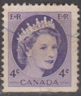 CANADÁ -1954 - Queen Elizabeth II.  4 C.  (o)  MI CA 293 Ax / YT CA 270 (sem Dentes Na Parte Inferior ) - Usati