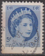 CANADÁ - 1954 - Queen Elizabeth II EU.  5 C.  (o)  MI CA 294 EU  (sem Dentes Na Parte Inferior ) - Used Stamps