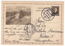 1936 Czechoslovakia Stationery, Card, Postcard,  Cover, CDV41 4 TATRY. Trnava, Wien. (A05241) - Postcards