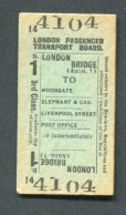 Ticket De Métro De Londres Royaume-Uni Années 30 "London Bridge" Edmondson Ticket - Europa