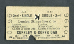 Ticket De Métro De Londres Royaume-Uni 1960 "King's Cross To Cuffley & Coffs Oak" Edmondson Ticket - Europa