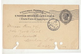 US Liberty Postal Stationery Postcard Posted 1907 Washington To London B230510 - 1901-20