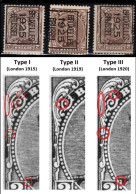 Typo's (136) "BRUXELLES 1925 BRUSSEL" 2c  Type-I + Type-II + Type-III  B - Typo Precancels 1922-26 (Albert I)