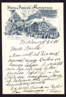 1900 Gelaufene Hotel Reklame Litho AK: Hotel Pension Alpenrose In Wilderswil Nach Herisau. - Wilderswil