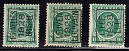 Typo's 178, 181 & 182 A  (Houyoux 10c 1928) - Typo Precancels 1922-31 (Houyoux)