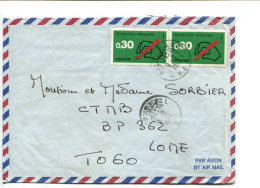 FRANCE Affranchissement Sur Lettre Par Avion Pour Le Togo - 2 X 0.30 Code Postal - Cartas & Documentos