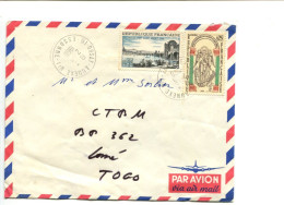 FRANCE Affranchissement Sur Lettre Par Avion Pour Le Togo - 0.25 Pont ST Esprit + 0.25 Mt St Michel - Lettres & Documents