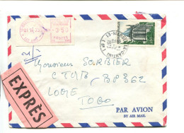 FRANCE Affranchissement Sur Lettre Exprès Pour Le Togo - 0.60 Riom + étiquette De Guichet 3.50 - Cartas & Documentos