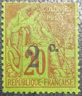 REUNION 1893 - YT N°45. TYPE COLONIE SURCHARGE NEUF(*) S.G. - Neufs