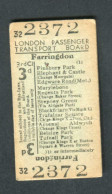 Ticket De Métro Londres Royaume-Uni 1936 "Farrington - London Passenger Transport Board" Edmondson Ticket - Europa