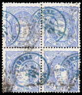 Teruel - Edi O 107 Bl. De 4 - 50 Milm. - Mat Fech. Tp. II Azul "Mora" - Used Stamps