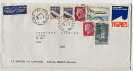 FRANCE - Affranchissement Divers Sur Lettre Pour Le Togo + Vignette TIGNES - Cartas & Documentos