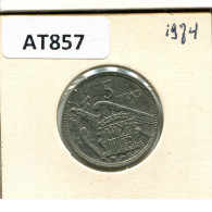 5 PESETAS 1974 ESPAÑA Moneda SPAIN #AT857.E - 5 Pesetas