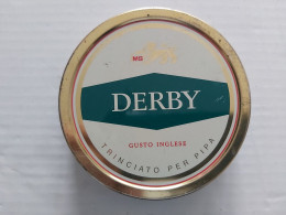 SCATOLA DI LATTA VUOTA TABACCO DA FUMO TIN BOX TABACS SIGARETTE TRINCIATO INGLESE PER PIPA MARCA DERBY MS - Contenitori Di Tabacco (vuoti)