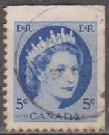 CANADÁ -1954 - Queen Elizabeth II.  5 C.  (o)  MI CA 294 Fro (sem Dentes Na Parte Superior E Lateral Direita) - Usati