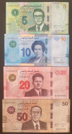 Tunisie Tunisia 5 10 20 50 Dinars Complete Set UNC - Tusesië