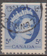 CANADÁ -1954 - Queen Elizabeth II.  5 C.  (o)  MI CA 294 Eo (sem Dentes Na Parte Superior) - Used Stamps