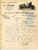 FACTURE.34.MONTPELLIER.CYCLES & AUTOMOBILES.L.MOUGIN AGENT DE LA MAISON PEUGEOT FRERES PLACE SAINT DENIS. - Auto's