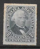 Argentina 1876 Proceres Velez Sarsfield Perce 20c American Bank MH - Unused Stamps