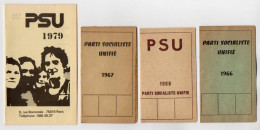 VP21.989 - PARIS 1966/79 - 4 Cartes De Membres Du Parti Socialiste Unifié ( P S U ) Du Camarade Victor FAY & Une Lettre - Cartes De Membre