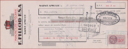 Manufacture De Tôlerie. F Fillod FSA. Saint Amour. Jura (39). Timbre Fiscal De 50 Cts. 1941. - Chèques & Chèques De Voyage