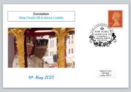 GB 2023 Coronation Charles III Queen Camilla Royalty Women Privately Produced (white) Glossy Postal Card #1 - 2021-... Dezimalausgaben