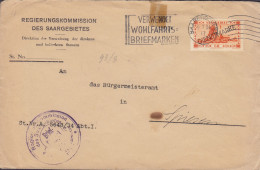 REGIERUNGSKOMMISSION Des Saargebietes SAARBRÜCKEN 1934 Cover Brief SPIESEN 60c. Dienstmarke - Servizio