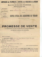 Ensemble Documents CIE Des Tramways à Vapeur De La Chalosse Et Du Béarn Promesse De Vente Année 1914 - Transport